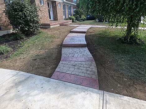 Stamped Concrete Sidewalk & Porch